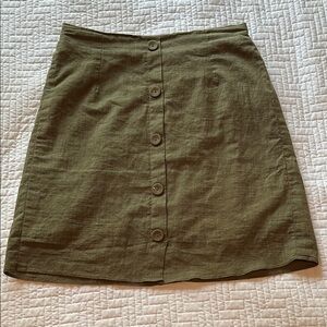 Olive Button-Front Skirt Size M